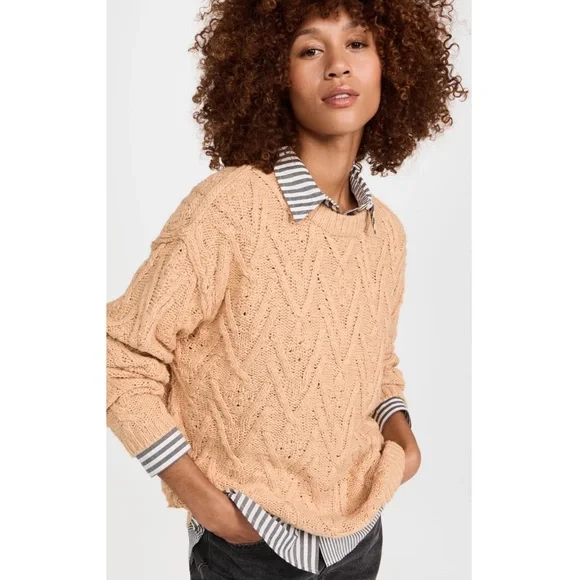 | free people • isla camel cable tunic sweater size • medium | - Picture 7 of 16